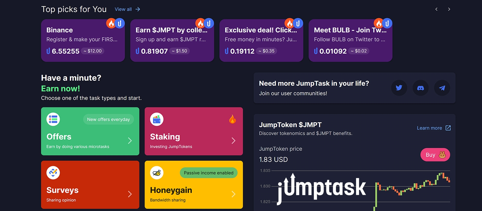 jumptask earning